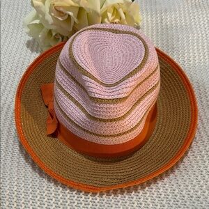 NWOT Magid Hats Brown Hat with Pink Lining and Orange Trim